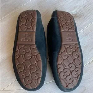 UGG | Shoes | Ugg Mens Black Loafers With Plush Cream Lining 